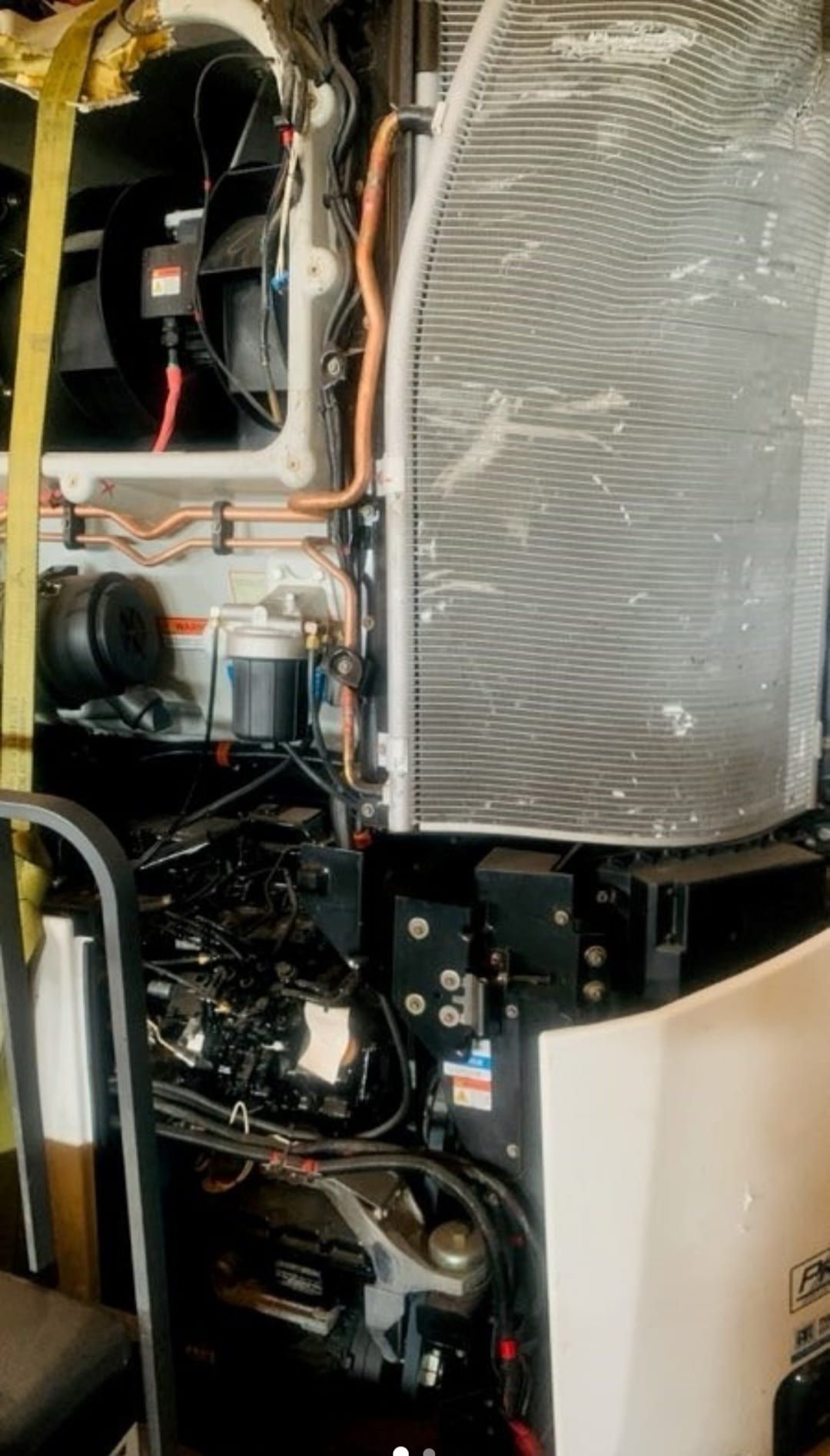 Condenser coil and components inside a reefer unit